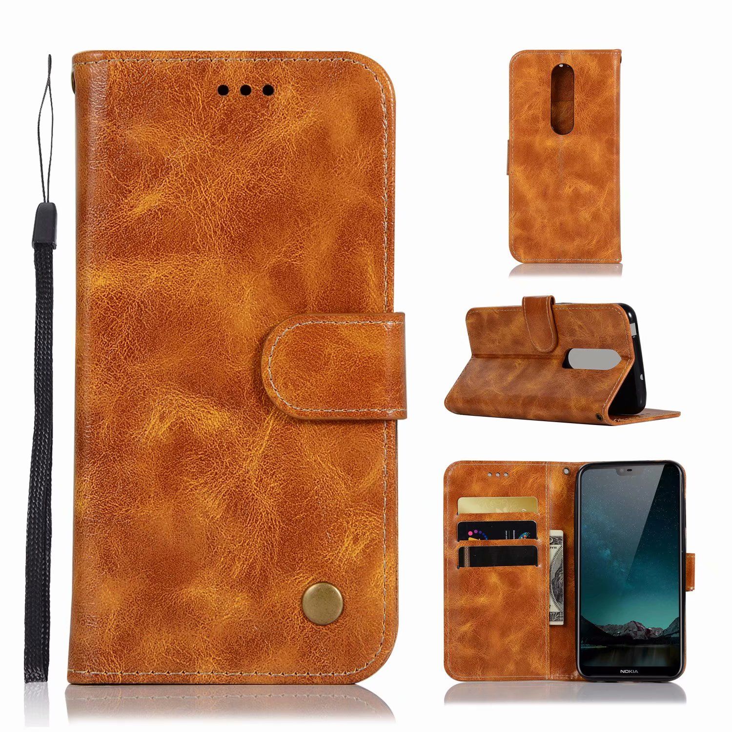 Vintage Leather Wallet Case For Iphone XR XS MAX6.1 Plus Galaxy Note 9 J8 J4 2018 LG Q7 Retro ID ...