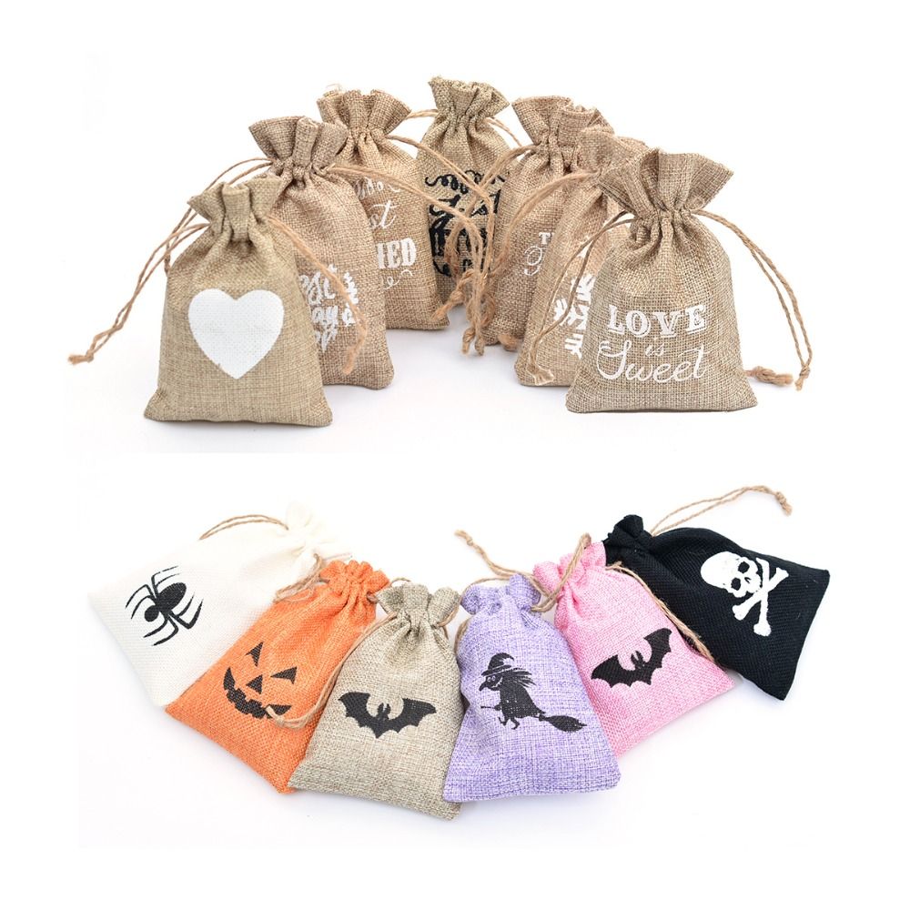 Printed Small Jute Gift Bag Wedding Favors Sack Burlap Drawstring Printed Small Jute Gift Bag Wedding Favors Sack Burlap Drawstring