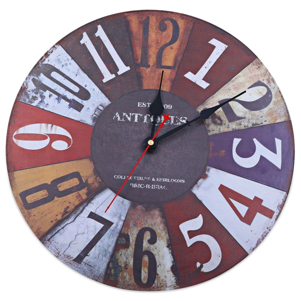 Decorative Silent Round Wooden Wall Clock Retro Home Decor