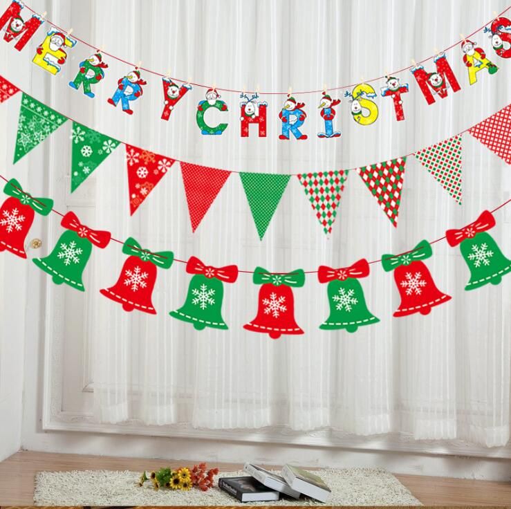 Christmas Banner Flags 8 Styles Decor Hanging Snowman Santa Claus