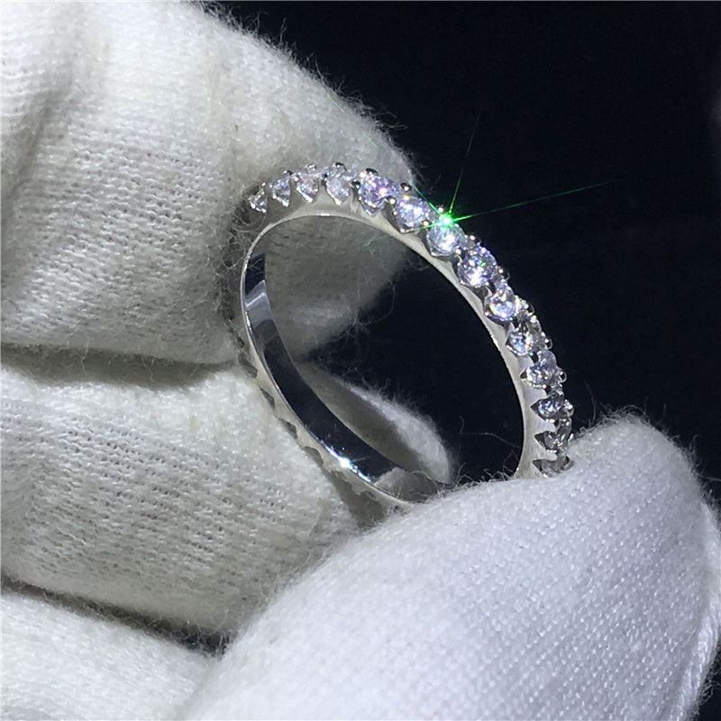 Eternal Samica Obietnica Pierścień 100% Soild 925 Sterling Silver Jewelry Round 5A Cyrkon CZ Zaręczynowy Zespół Ślubny Pierścienie dla kobiet
