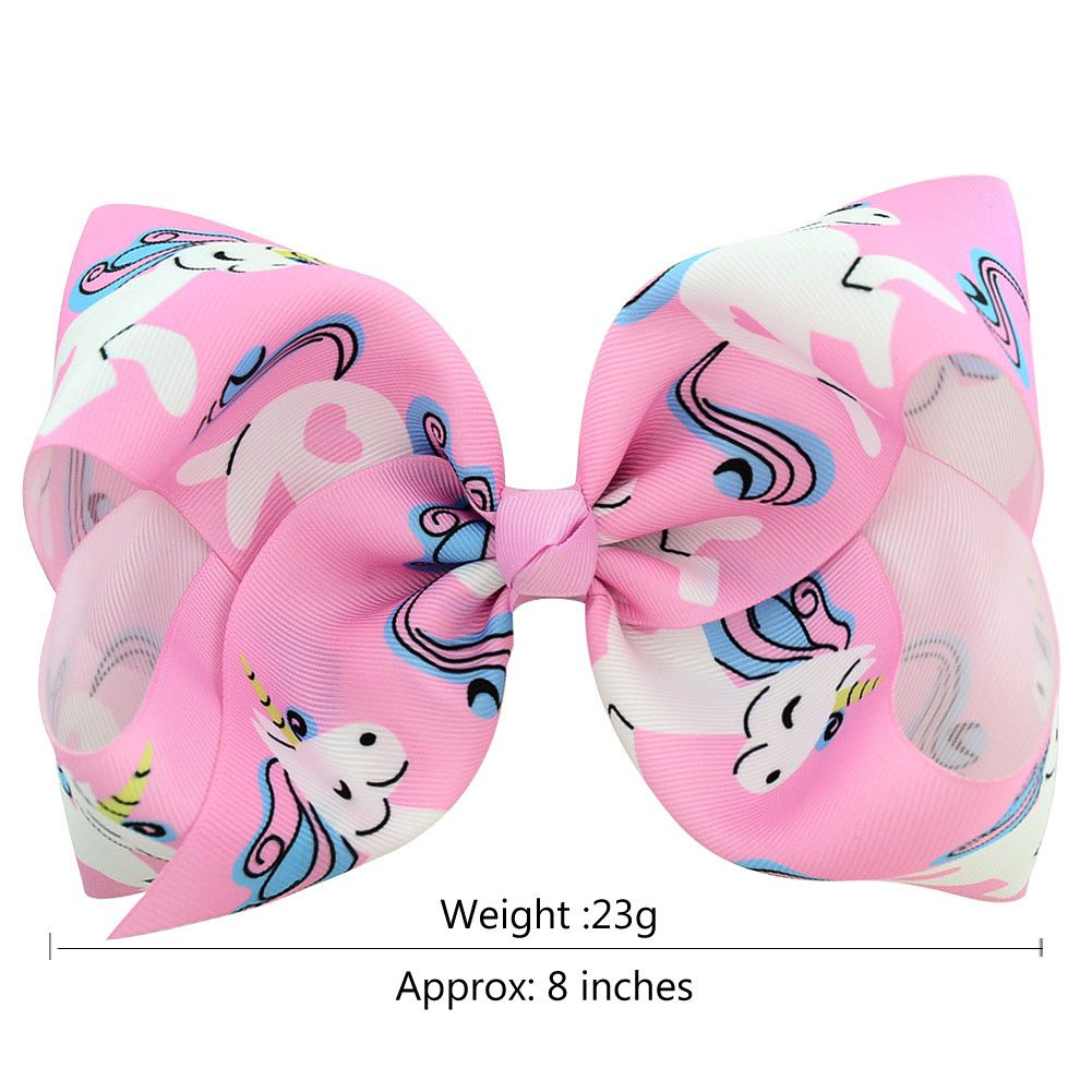 8 inch Cartoon Rainbow Unicorn Hair Bow Clip Girl Kids Hairpin Gifts Lovely