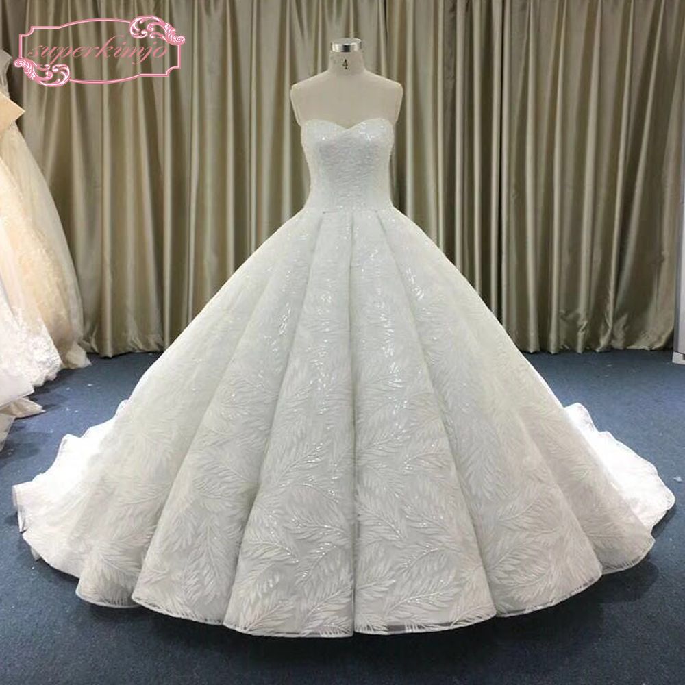 sweetheart neckline ball gown wedding dresses with bling