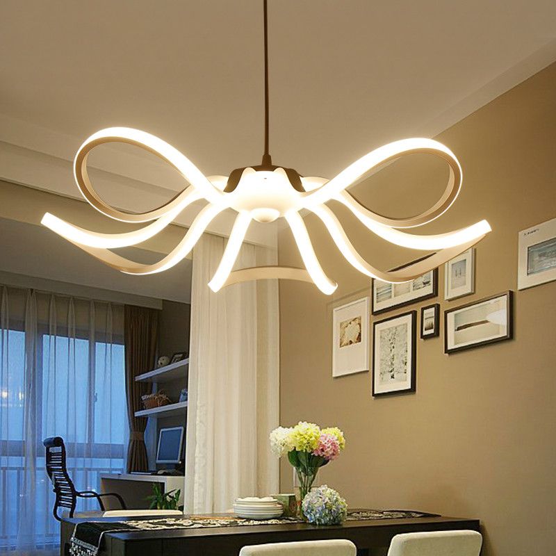 Modern Flower Led Pendant Lights Kitchen Acrylic Metal Suspension Modern Flower Led Pendant Lights Kitchen Acrylic Metal Suspension Hanging Ceiling Lamp For Dinning Room Lamparas Colgantes Glass Light Shades