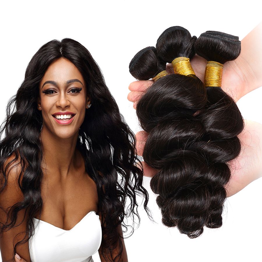 2018 3 Bundles Brazilian Loose Wave Virgin Hair Extensions
