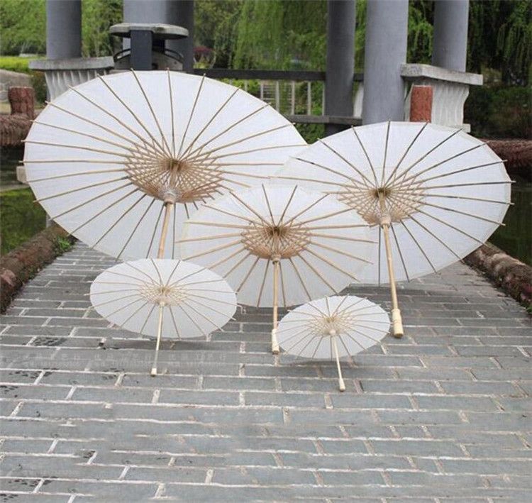 Bridal Wedding Parasols White Paper Umbrellas Chinese Mini Craft