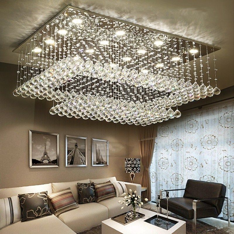 Modern Contemporary Remote Led Crystal Chandeliers With Lights Led Crystal Chandeliers With Lights For Living Room Rectangular Flush Mount Ceiling Lighting Fixture Brushed Nickel Chandelier Oil Rubbed Bronze