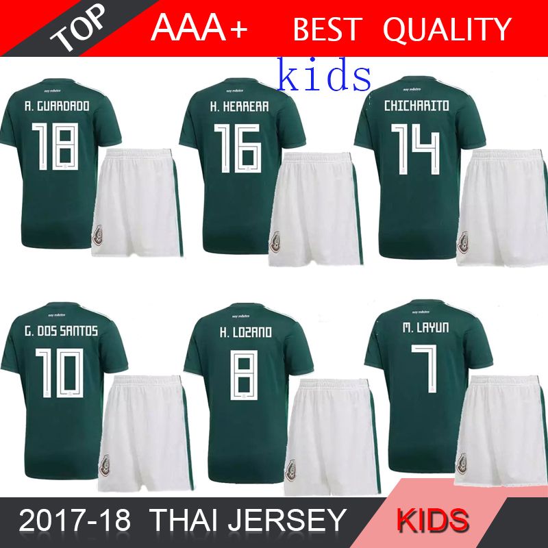 2019 2017 Mexico Kids Soccer Jerseys Child Youth Boys Uniform Green Kit