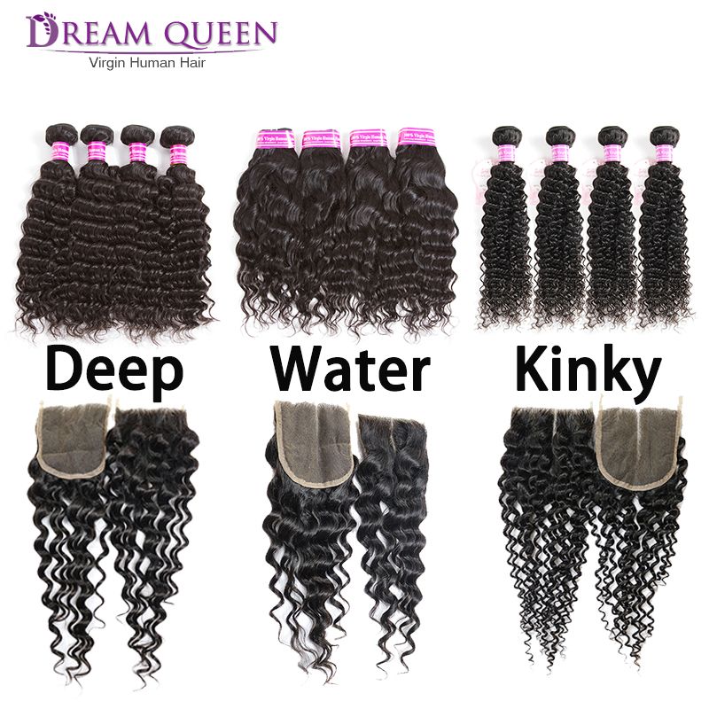 2019 Malaysian Body Deep Water Wave Kinky Curly Straight Hair