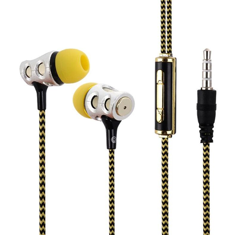 SF A14 Earphone Braided Wired In Ear Stereo Metal Headset Piston