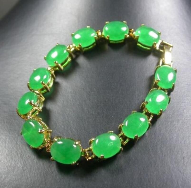 Acheter Bracelet En Perle De Cabochon Pierre Verte CHINOISE En Pierre Verte ^^ @ De $13.18 Du Dong1233