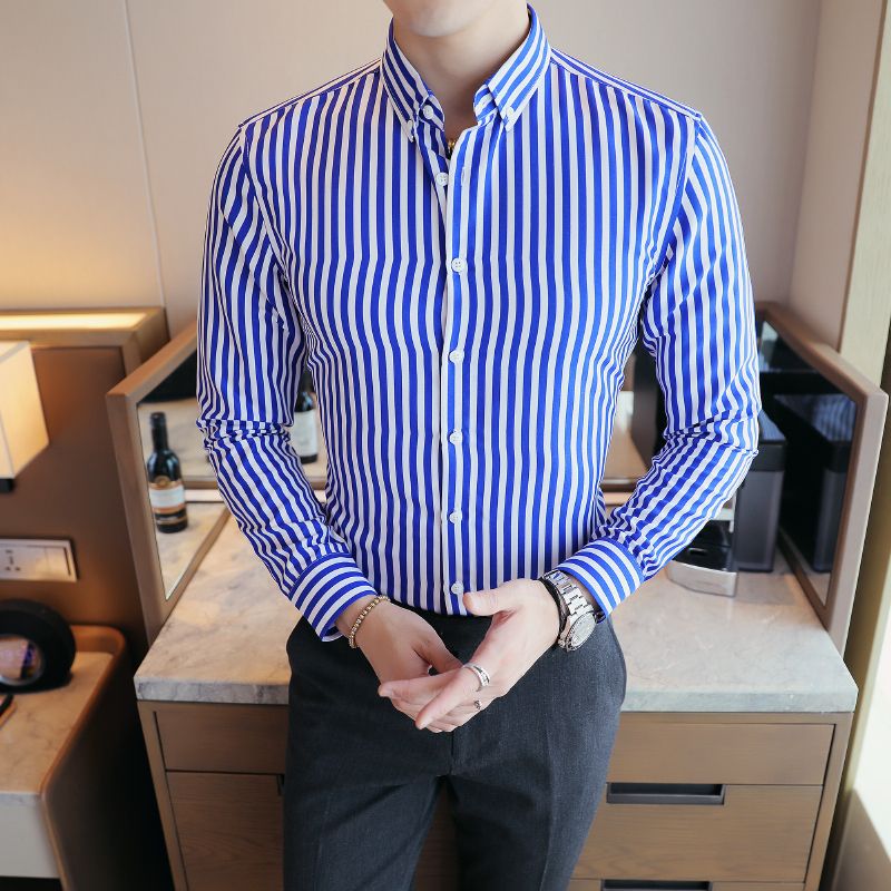 vertical striped dress shirt mens