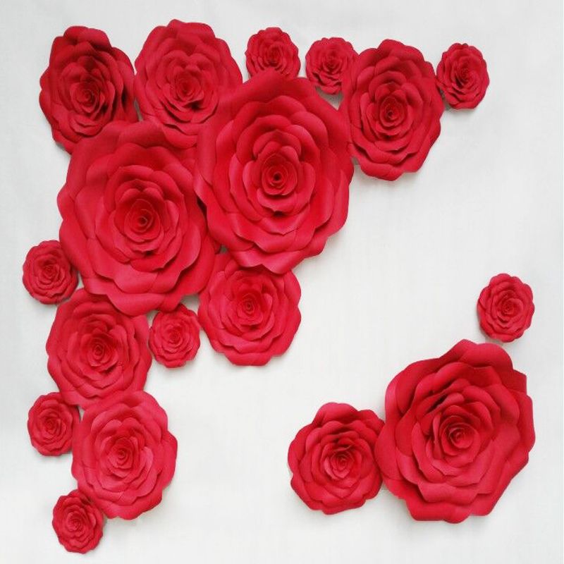 Different Sizes Combination Foam Paper Giant Rose Flowers For