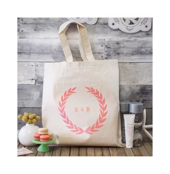Personalize Laurel Wreath Wedding Welcome Bags Maid Of Honor Tote