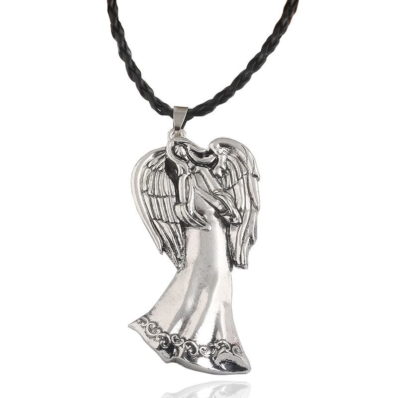 Hot Doctor Who Necklace Vintage Antique Silver Crying Angel Pendant Rope Chain City Prayer Guardian Accessories - Guardian Angel Pendant Necklace Hot Doctor Who Necklace Vintage Antique Silver Crying Angel Pendant Rope Chain City Prayer Guardian Accessories - Guardian Angel Pendant Necklace