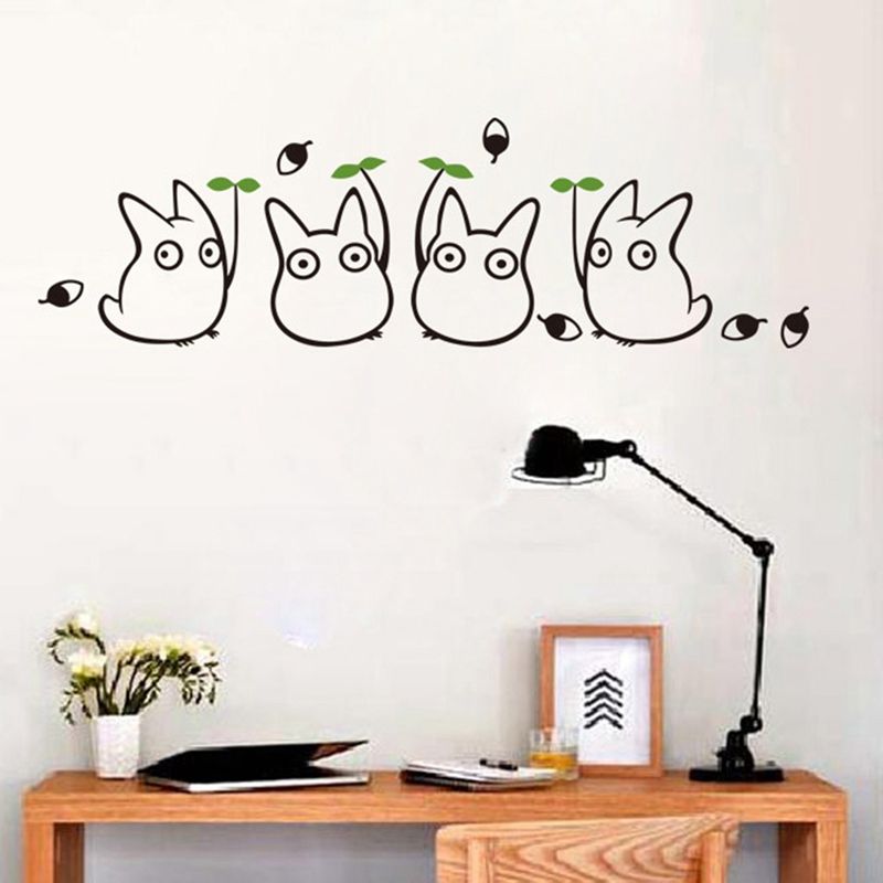 new cartoon animation vinyl totoro wall decals for children's room