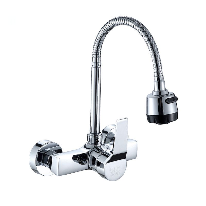 Wall Mounted Kitchen Faucet Mixers Kitchen Sink Tap Wall Faucet Flexible Hose Double Holes Free Shipping