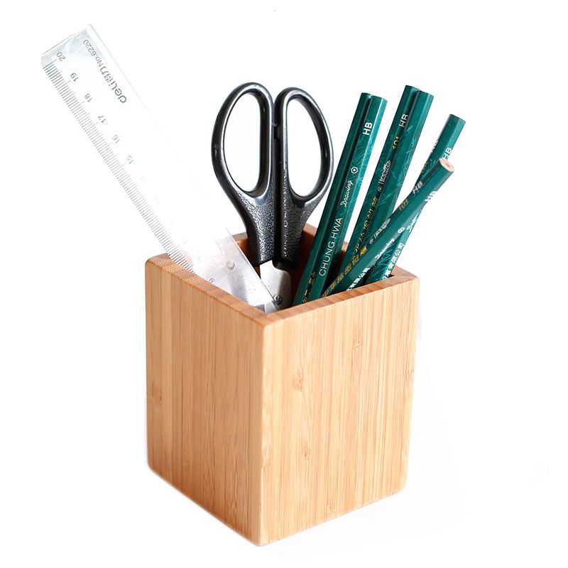 Simple Style Bamboo Square Shape Pencil Storage Box Table Brush Simple Style Bamboo Square Shape Pencil Storage Box Table Brush Barrel Desktop Office Organizer Stationery Container Pen Holder Uk 2019 From Pagoda