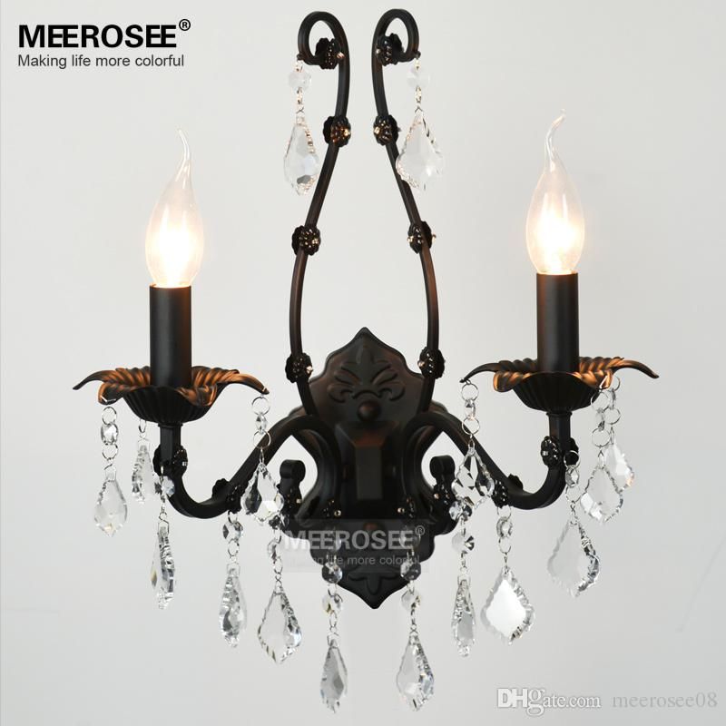 Vintage Black Crystal Wall Sconces Light Fixture Bracket Bra Vintage Black Crystal Wall Sconces Light Fixture Bracket Bra For Bedroom Modern Lamps