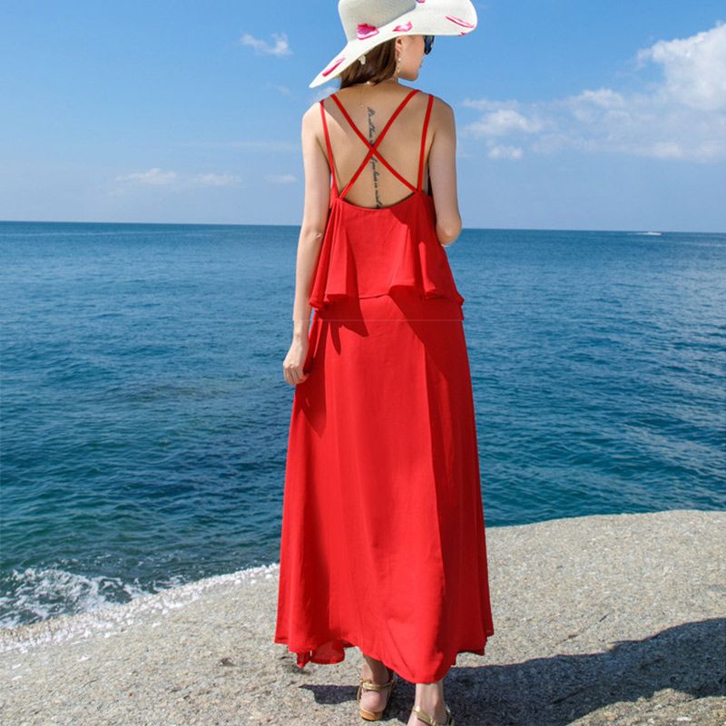 red backless maxi dress