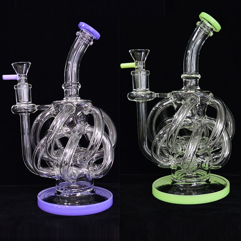2019 Gravity Bong Glass Water Bongs Pipe 9 Inch Dab Rig 12 Recycler
