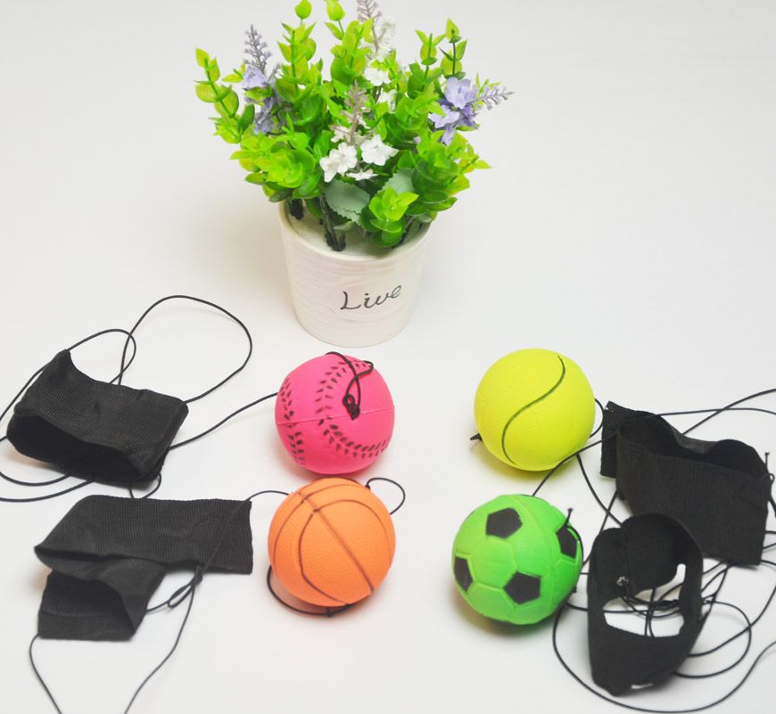 63mm Fun Bouncy Fluorescent Rubber Ball Wrist Band Ball Board Game ...