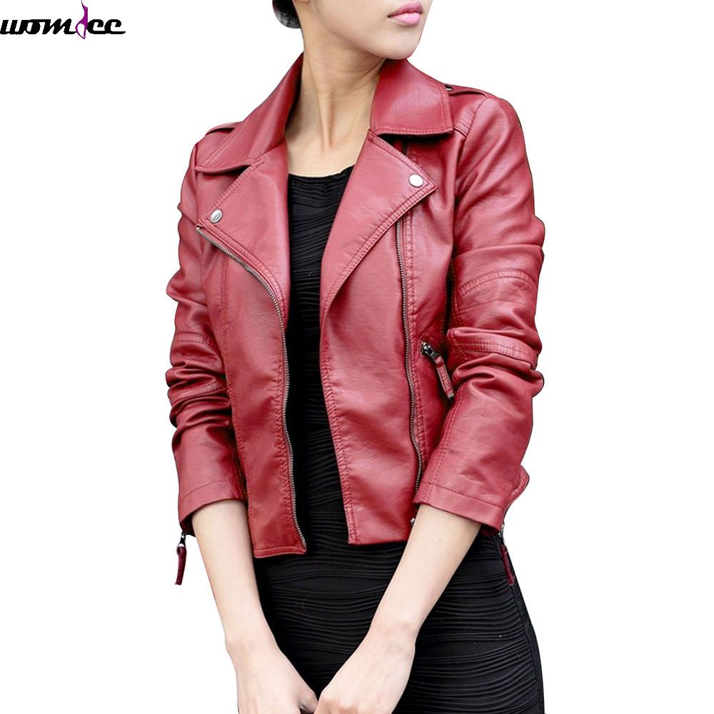 2018 New Women Leather Jackets Vintage Fashion Female Rivet Winter Motorcycle Brand Coat Outwear Spring Casual Jacket