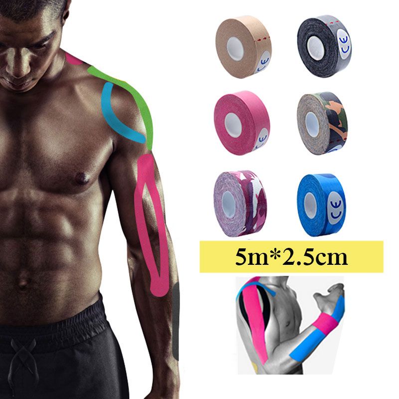 2019 5m X 2.5cm Kinesiology Kinesio Tape Roll Cotton Elastic Adhesive