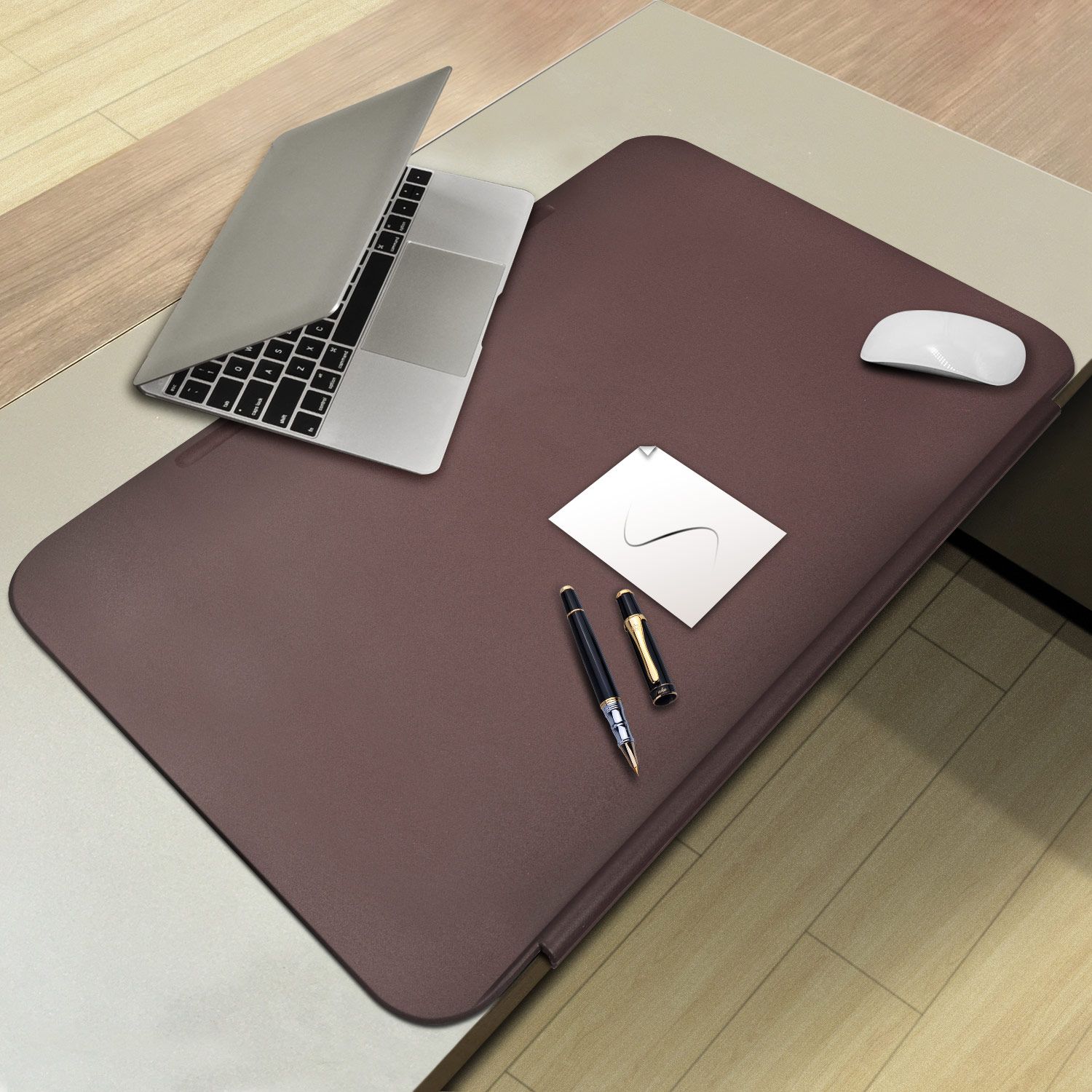 Cennbie Desk Mat Blotters 26 X 16 Tpu Pads With Fixation Lip Comfortable Desktop Protector Brown