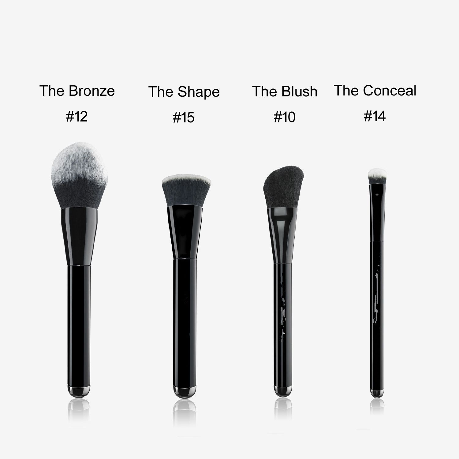 MJ Bronze Bronzer Brush 12 Angled Blush 10 The Conceal 14 Shape Contour