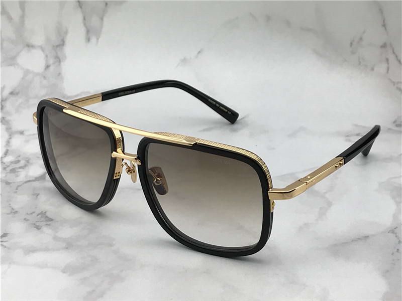 Square Pilot Sunglasses Gold/Brown Gradient Titanium Mens Sunglasses ...