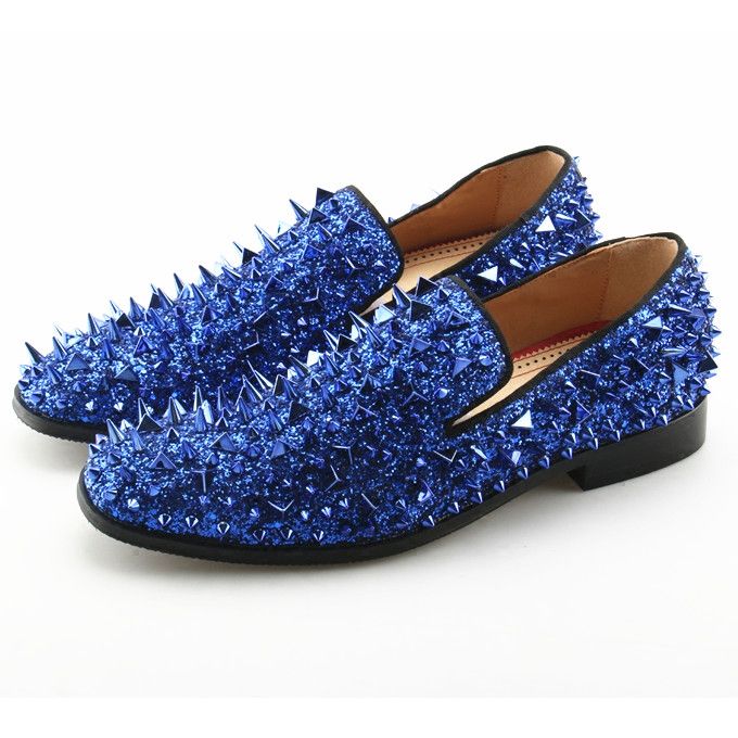 blue and silver loafers