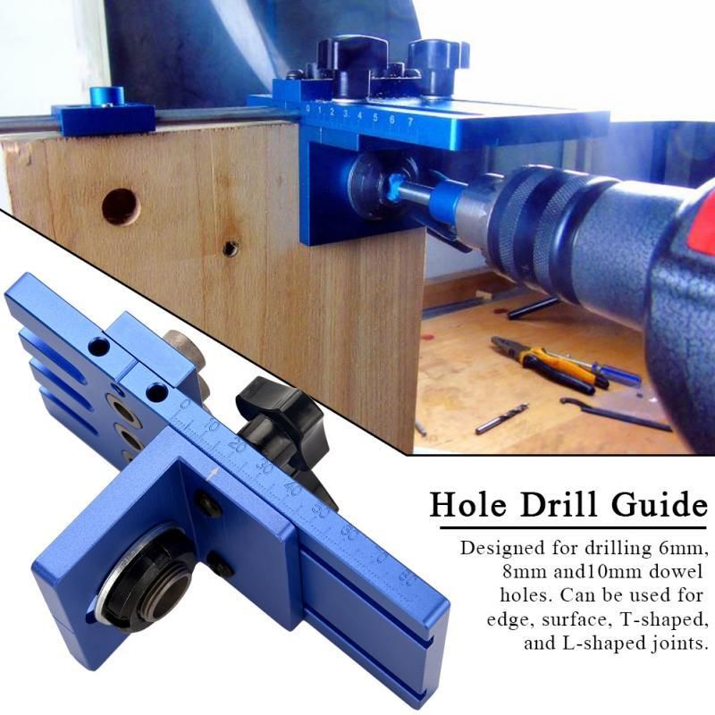 2019 Hole Drill Guide Dowel Jig Set With Drilling Bits 