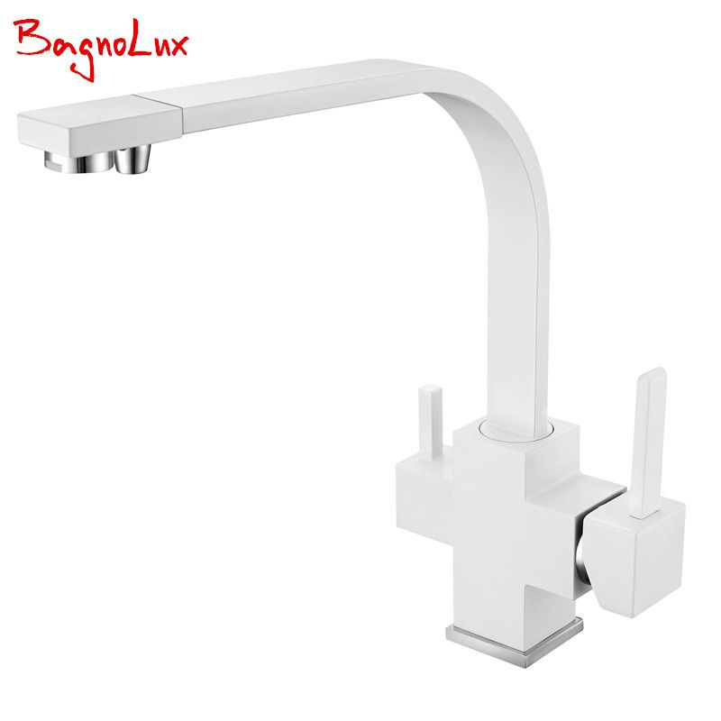 100 Solid Copper 3 Way Water Filter Tap Newly Factory Direct Square Swivel Sink Mixer Osmosis Ro Tri Flow Kitchen Faucet