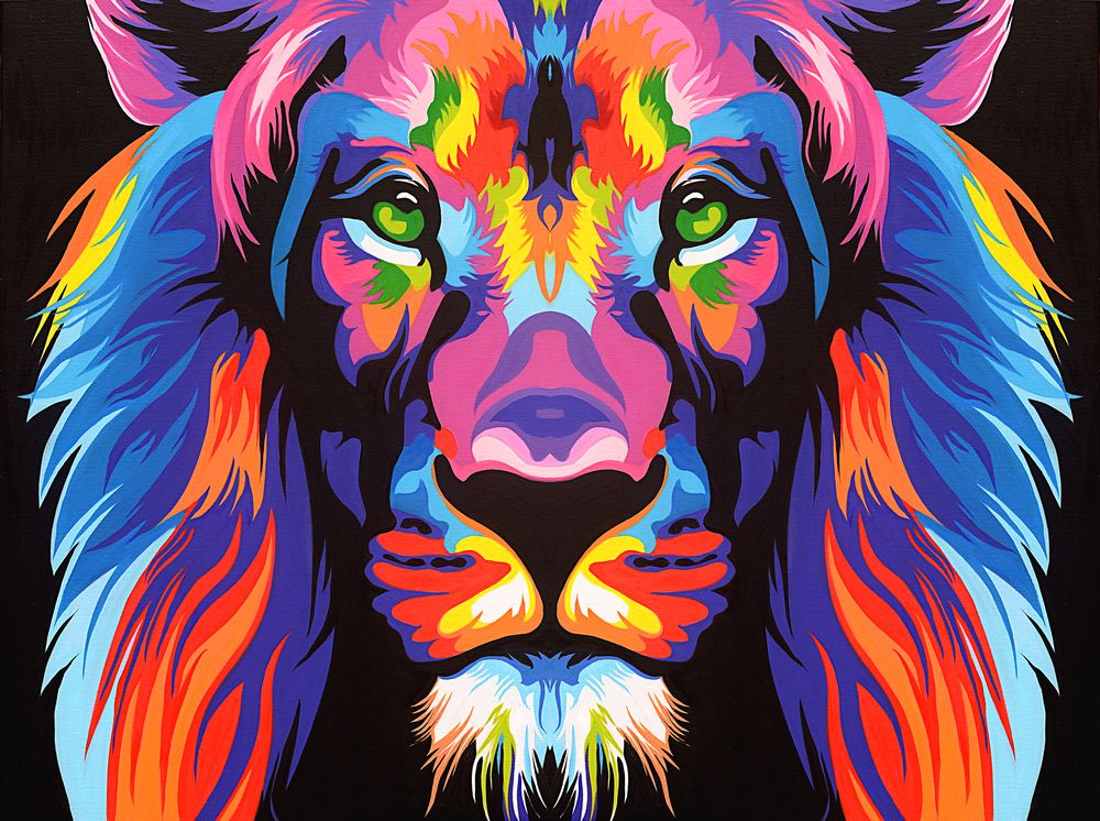 2019 Modern Colorful Lion Head Animal Lion Oil Painting Home Canvas