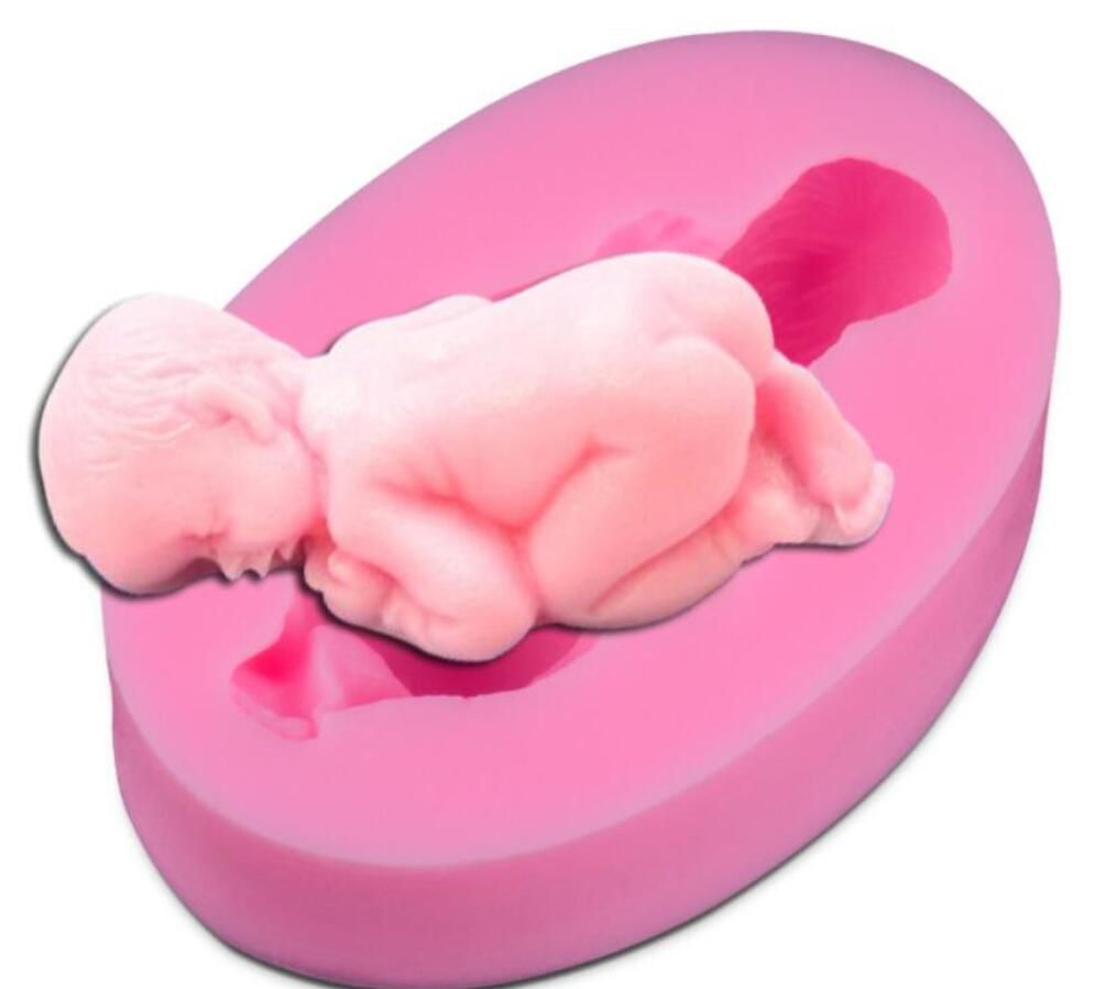 2019 Super Silicone Mould 3d Sleeping Baby Shower Mold Cake Topper