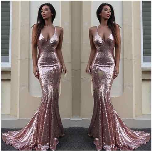 rose gold long formal dress