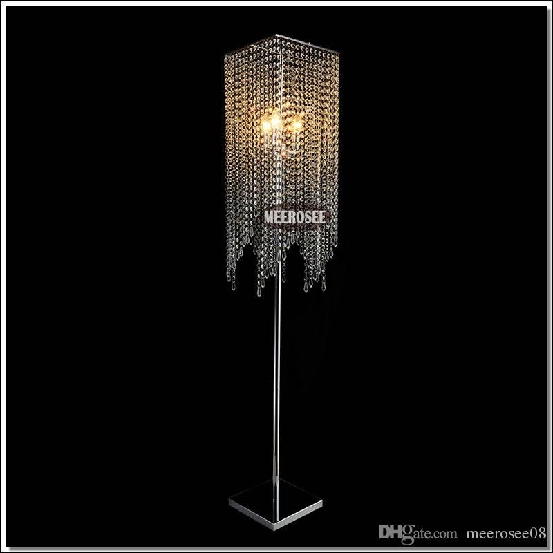 Free Modern Popular Crystal Floor Lamp Chrome Stand Lighting Meerosee Fl10008