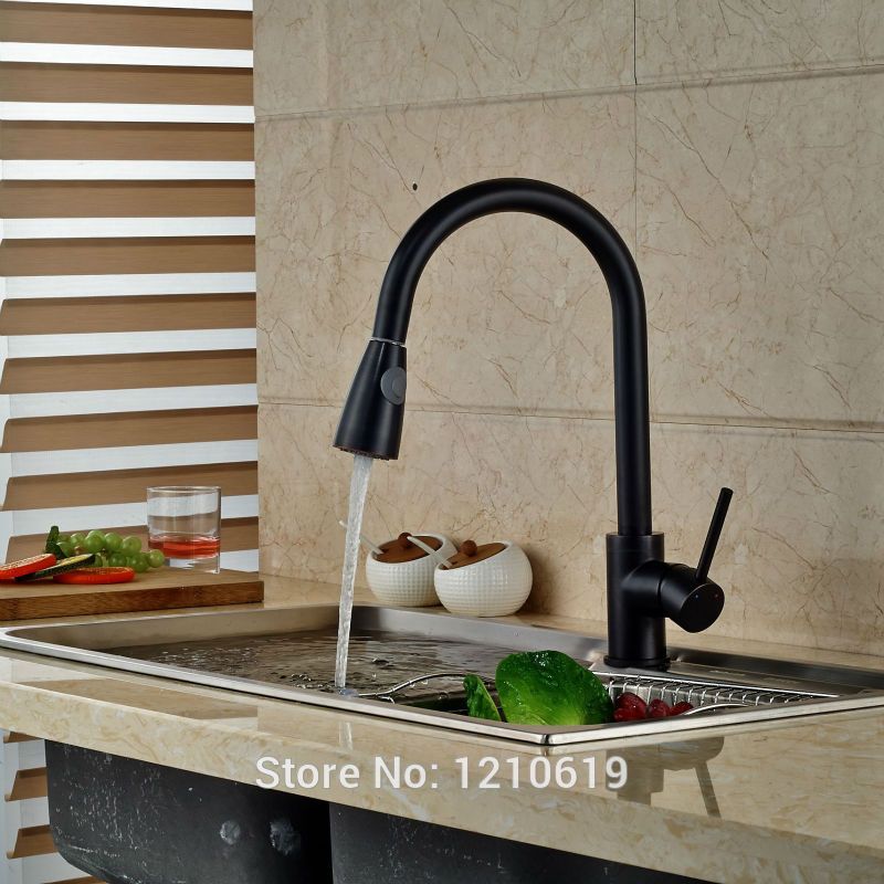 Newly Oil Rubbed Bronze Kitchen Sink Faucet Mixer Tap Pull Down Basin Faucet Single Handle Single Hole