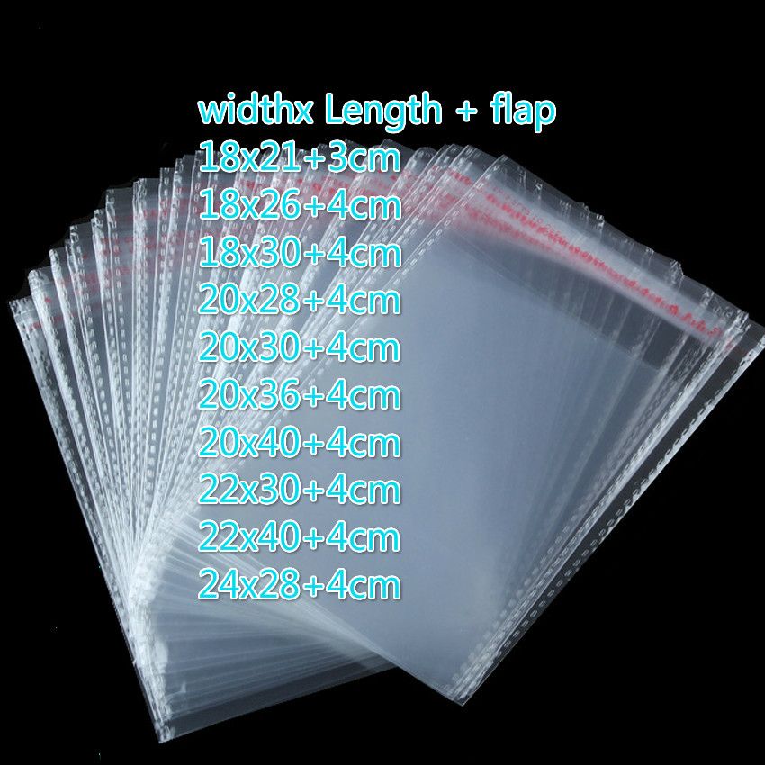 2020 Clear BOPP/Poly/Cellophane Bags 18x30/20x40/35x45+4cm Transparent ...