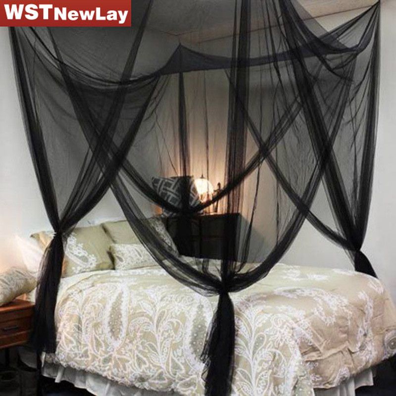 White Black 4 Corners Princess Post Bed Tent Canopy Mosquito Net White Black 4 Corners Princess Post Bed Tent Canopy Mosquito Net Twin Full Queen King Netting Hot S Wholes Velcro Snapdeal