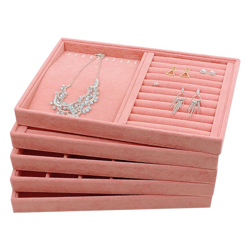 2020 Pink Velvet Jewelry Display Tray Without Lid Ring Necklace