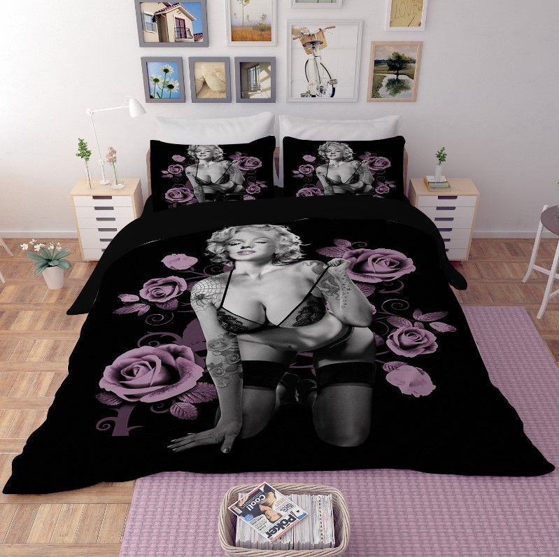 Grosshandel Neue 3d Bettwasche Set 3 Stucke Marilyn Monroe Bettbezug Ol Muster Bett Spread Set Voll Konigin King Size Heimtextilien Von Thuja Bedding