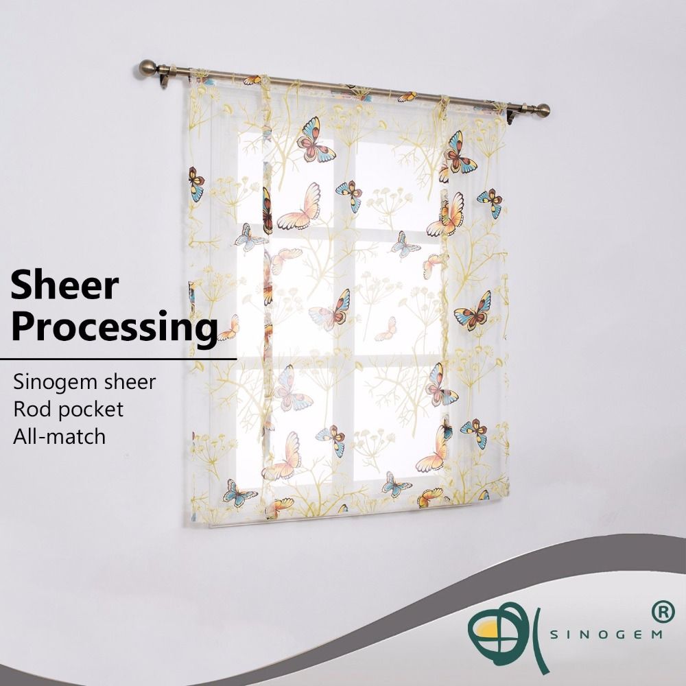 2019 Sinogem Tulle Fabrics Short Curtains Short Kitchen Curtains