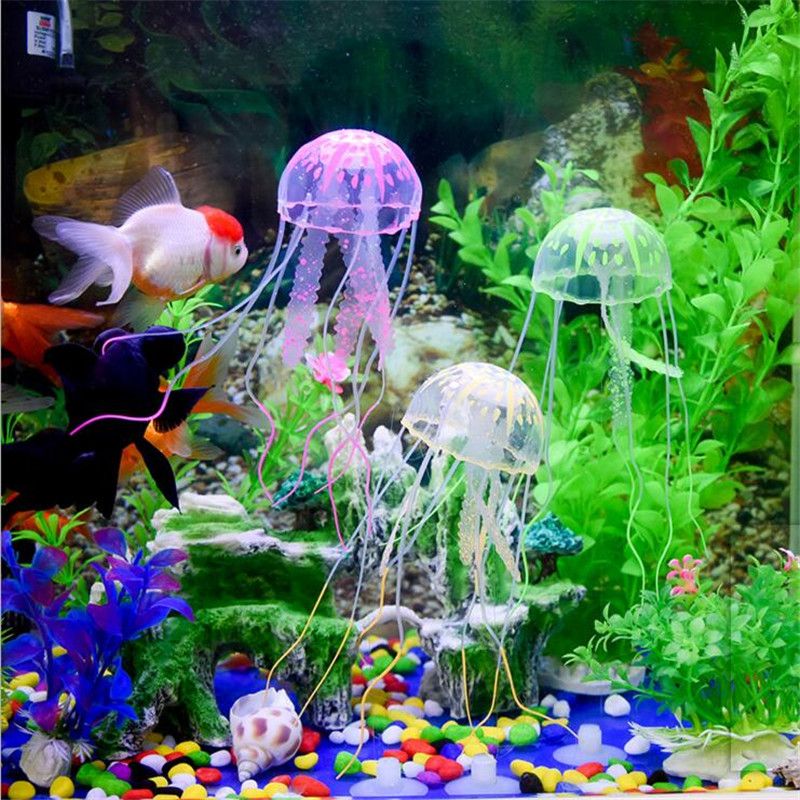 Glowing Effect Artificial Jellyfish Fish Tank Aquarium Decoration Mini