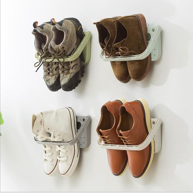 2019 Wall Mounted Sticky Hanging Shoe Holder Hook Shelf Rack Living 2019 Wall Mounted Sticky Hanging Shoe Holder Hook Shelf Rack Living Room Storage Organizer Kka4242 From
