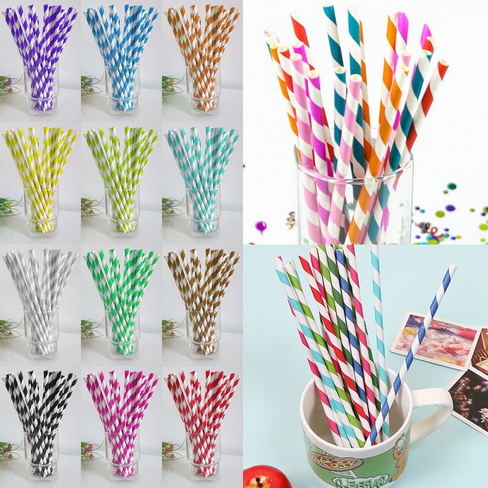 New Colorful Drink Paper Straws Strip Star Pattern Drink Paper Straws