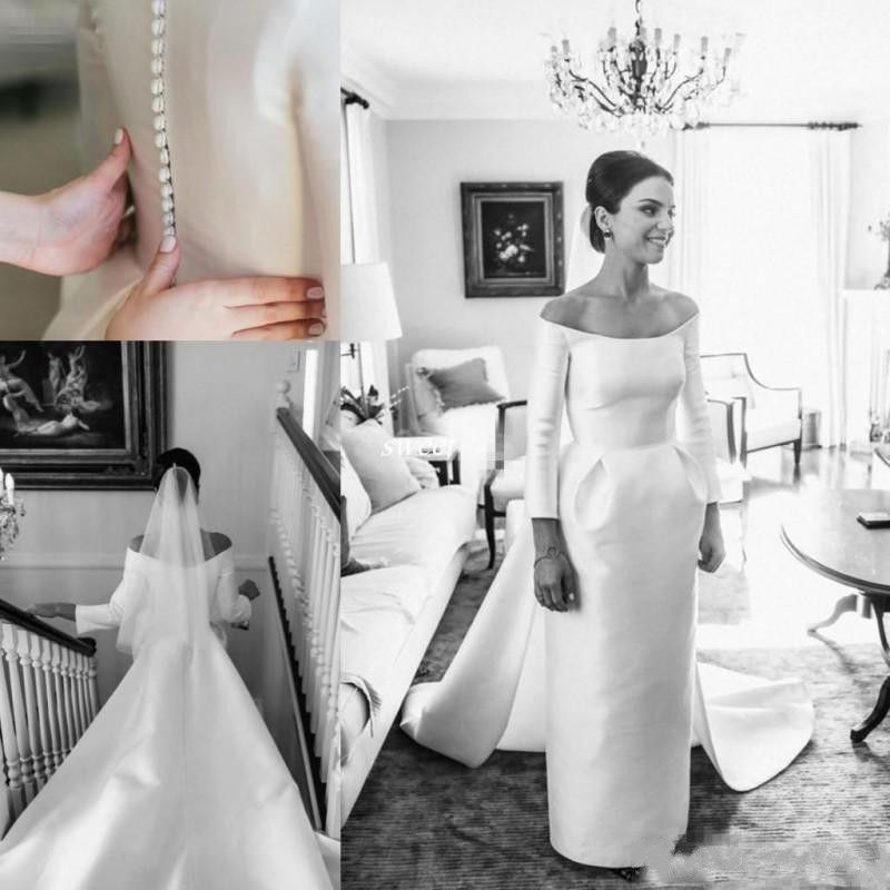 straight satin wedding dress