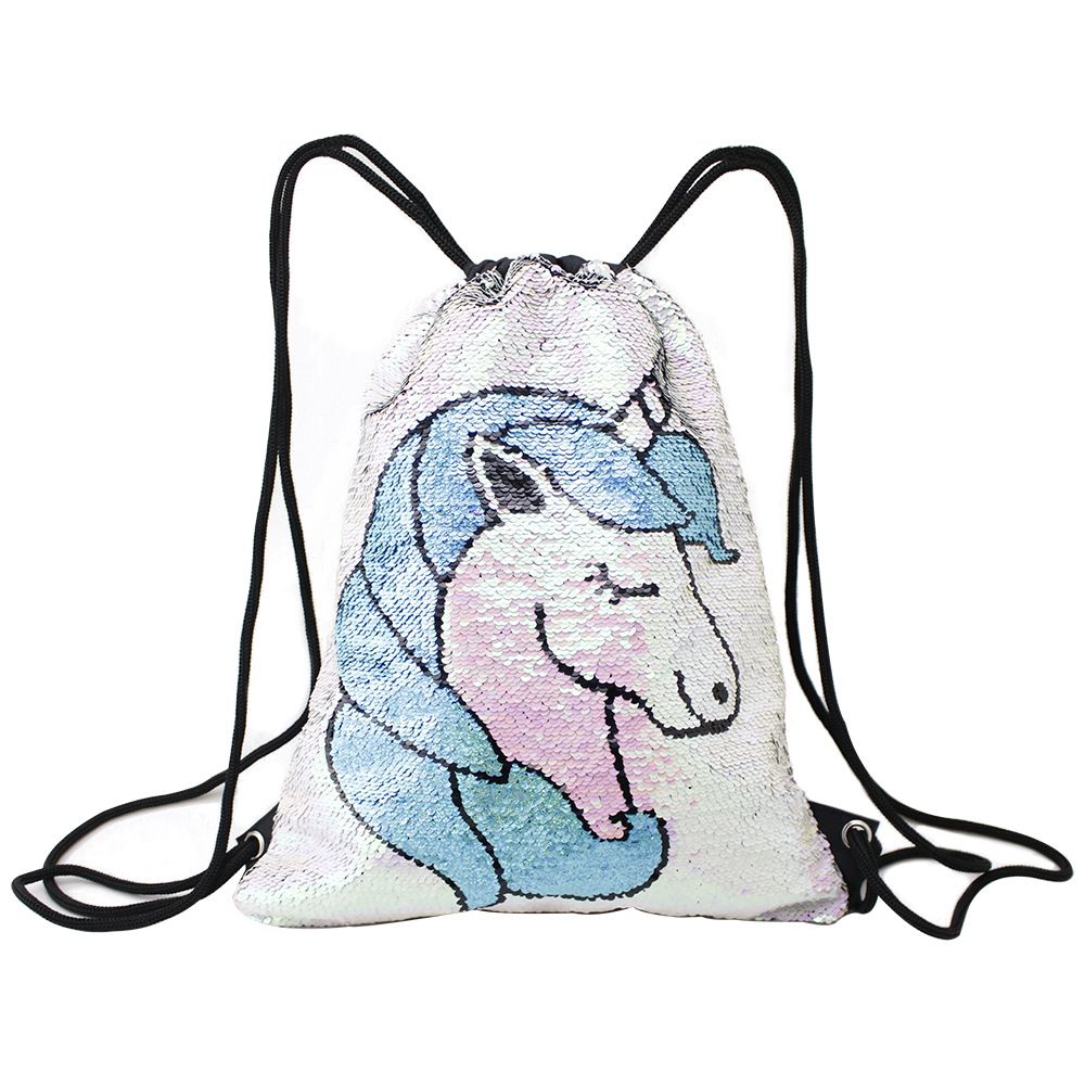 Unicorn Heart Pineapple Flamingos Sequin Backpack Drawstring Bag for Girl School Bag Mermaid Draw String Christmas Bags 10 Style 42x33cm Unicorn Drawstring