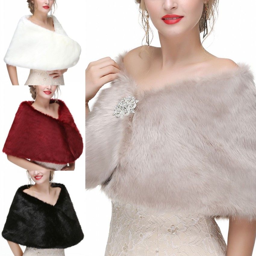 2019 Cheap 2018 Wedding Shawls Wraps Faux Fur Bridal Belore Jackets